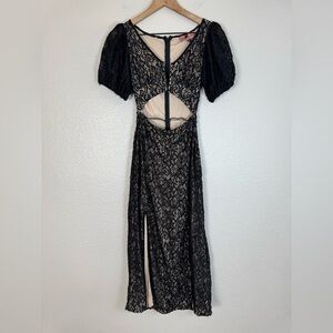 Eastnwest Label Black Nude Lace Maxi dress with Cutout XS NEW $280